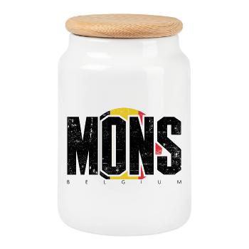 Primaries Geometric 1 Abstract - Cookie Jar with Wooden Lid - white - Front