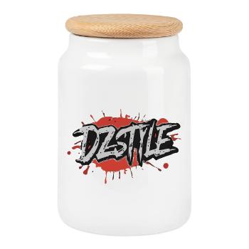 DZ Style Urbain - Graffiti Éclaboussure - Boîte à biscuits avec couvercle en bois - blanc - Devant
