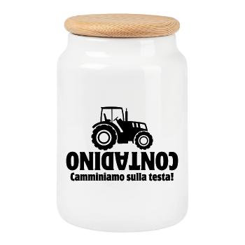 fermier, Italie, agriculteur - Boîte à biscuits avec couvercle en bois - blanc - Devant