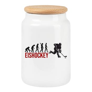 Evolution Eishockey - Keksdose mit Holzdeckel - Weiß - Vorne