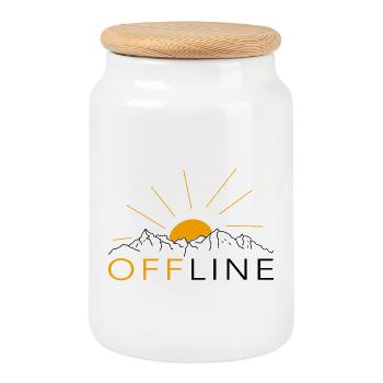 offline trekking outdoor sport berge trailrunning - Keksdose mit Holzdeckel - Weiß - Vorne