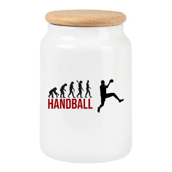 Evolution Handball - Keksdose mit Holzdeckel - Weiß - Vorne