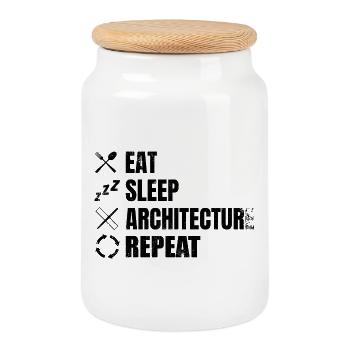 Architektur Zeitplan - Keksdose mit Holzdeckel - Weiß - Vorne