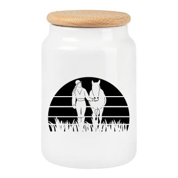 Cavalier - Boîte à biscuits avec couvercle en bois - blanc - Devant
