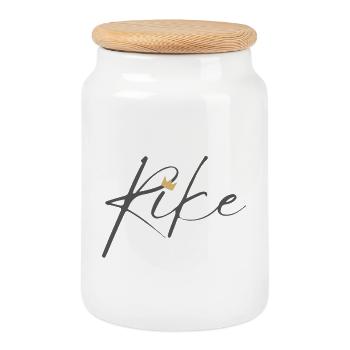 Princess Frederike Crown Shirt – Name Letter F - Cookie Jar with Wooden Lid - white - Front