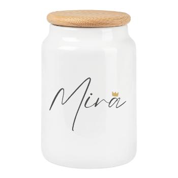 Princess Mira Crown Shirt – Name with letter M - Cookie Jar with Wooden Lid - white - Front