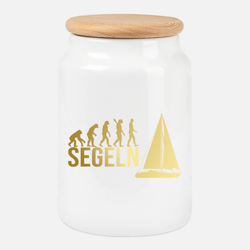 Evolution Segeln - Keksdose mit Holzdeckel - Weiß