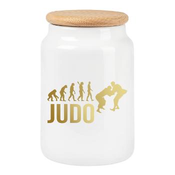 Judo Evolution - Keksdose mit Holzdeckel - Weiß - Vorne
