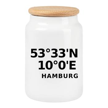 Hambourg - Boîte à biscuits avec couvercle en bois - blanc - Devant