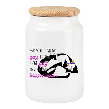I am gay and it will happen again - Cookie Jar with Wooden Lid - white - Front