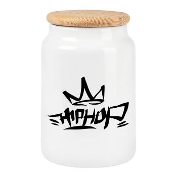 Graffiti Tag HipHop King 01 1C - Keksdose mit Holzdeckel - Weiß - Vorne