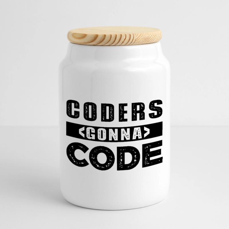 Coders going to Code Cookie Jar with Wooden Lid