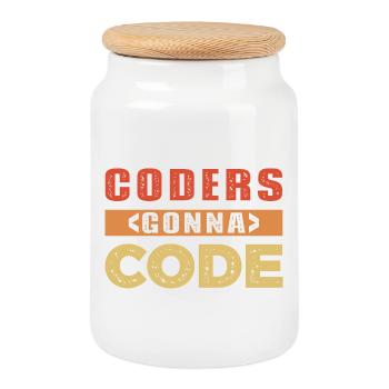 Developer Saying - Cookie Jar with Wooden Lid - white - Front