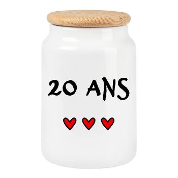 20. 20 YEARS. 20th ANNIVERSARY. 20 YEARS ANNIVERSARY. - Cookie Jar with Wooden Lid - white - Front