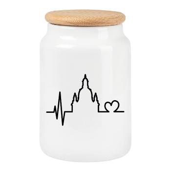Heartbeat Love Dresden Frauenkirche Symbole Logo - Boîte à biscuits avec couvercle en bois - blanc - Devant