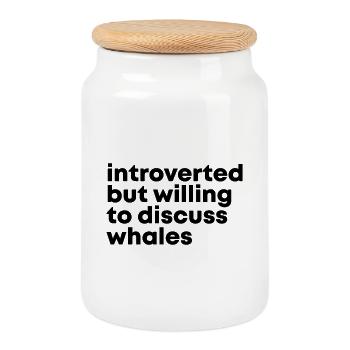 Whale - Cookie Jar with Wooden Lid - white - Front