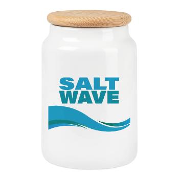 SALT WAVE - Keksdose mit Holzdeckel - Weiß - Vorne