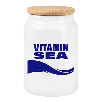VITAMIN SEA - Cookie Jar with Wooden Lid - white - Front