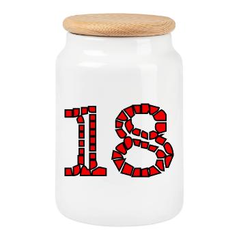 HAPPY BIRTHDAY. HAPPY BIRTHDAY. ANNIVERSARY. - Cookie Jar with Wooden Lid - white - Front
