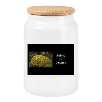 Streetwear j'aime le jaune - Boîte à biscuits avec couvercle en bois - blanc - Devant