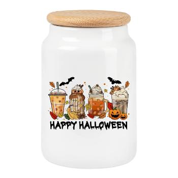 Halloween - Keksdose mit Holzdeckel - Weiß - Vorne