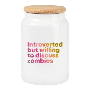 Zombie - Cookie Jar with Wooden Lid - white - Front