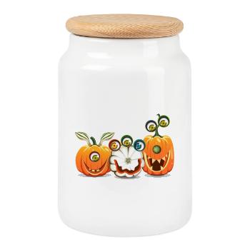 Kürbisse Halloween Humor - Keksdose mit Holzdeckel - Weiß - Vorne