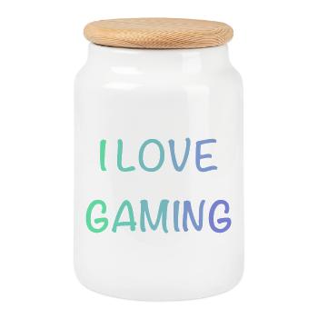 J’adore le jeu vidéo - Boîte à biscuits avec couvercle en bois - blanc - Devant