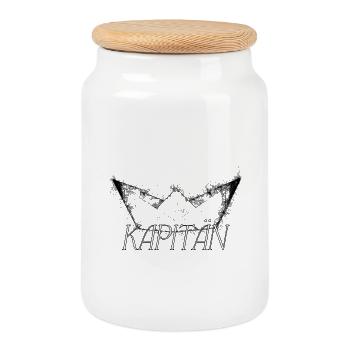 Captain - Cookie Jar with Wooden Lid - white - Front