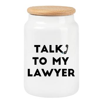 Talk To My Lawyer - Cookie Jar with Wooden Lid - white - Front