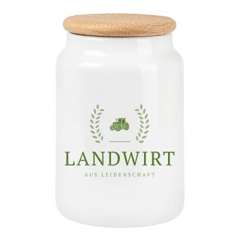 Farmer Passion Emblem - Cookie Jar with Wooden Lid - white - Front