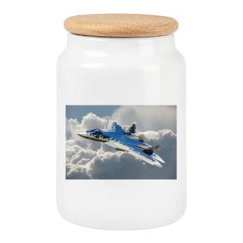 Le Su-57 - Boîte à biscuits avec couvercle en bois - blanc - Devant