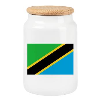 Tanzania - Cookie Jar with Wooden Lid - white - Front