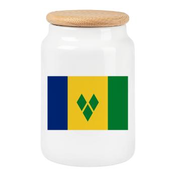 Saint Vincent and the Grenadines - Cookie Jar with Wooden Lid - white - Front