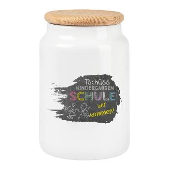Bye bye maternelle - école, nous voilà ! Table - Boîte à biscuits avec couvercle en bois - blanc - Devant