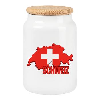 Drapeau de la Suisse, fierté suisse - Boîte à biscuits avec couvercle en bois - blanc - Devant