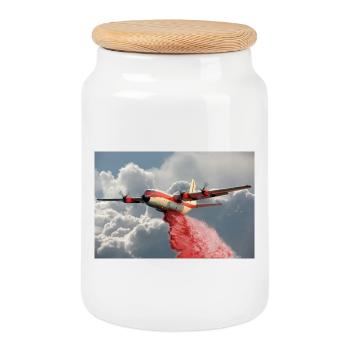 Bombardier à eau C-130 - Boîte à biscuits avec couvercle en bois - blanc - Devant