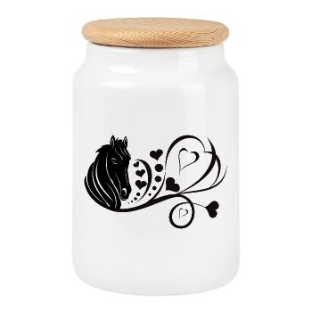 Cheval avec coeur Amoureux des chevaux Propriétaire de chevaux - Boîte à biscuits avec couvercle en bois - blanc - Devant