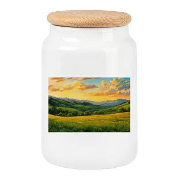 Poster Illustration Paysage de Nature - Boîte à biscuits avec couvercle en bois - blanc - Devant