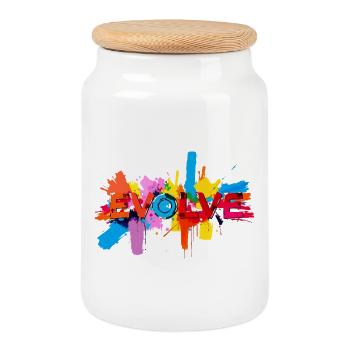 Develop further - Cookie Jar with Wooden Lid - white - Front