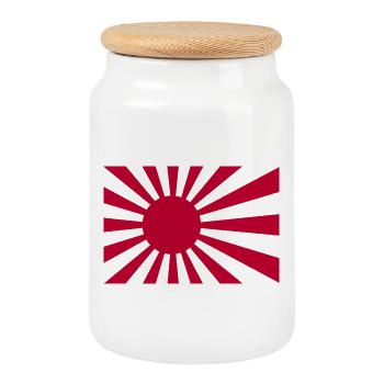 Rising Sun Flag - Cookie Jar with Wooden Lid - white - Front