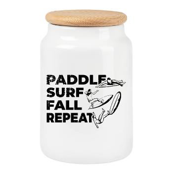 Funny surfer - Cookie Jar with Wooden Lid - white - Front