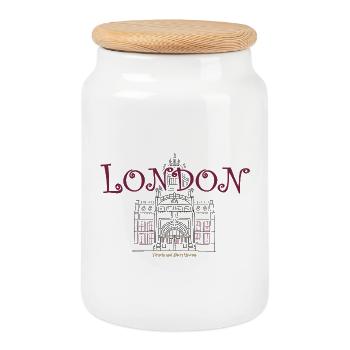 London, Kensington, Kunstmuseum, Handzeichnung - Keksdose mit Holzdeckel - Weiß - Vorne