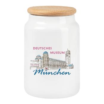 Munich Deutsches Museum Dessin à la main - Boîte à biscuits avec couvercle en bois - blanc - Devant