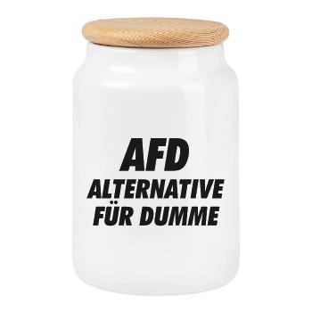 AFD Alternative for Stupid against Wrong Politics - Cookie Jar with Wooden Lid - white - Front