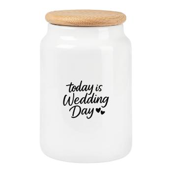 Wedding Design Wedding Day - Cookie Jar with Wooden Lid - white - Front