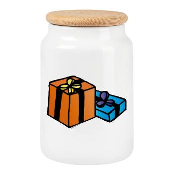 Cadeaux | Cadeaux, Noël, Anniversaire - Boîte à biscuits avec couvercle en bois - blanc - Devant
