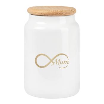 Motif infini pour les mamans - Boîte à biscuits avec couvercle en bois - blanc - Devant