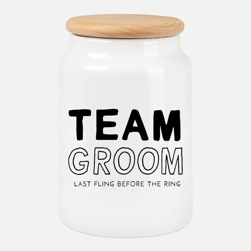 Équipe Groom - Boîte à biscuits avec couvercle en bois - blanc
