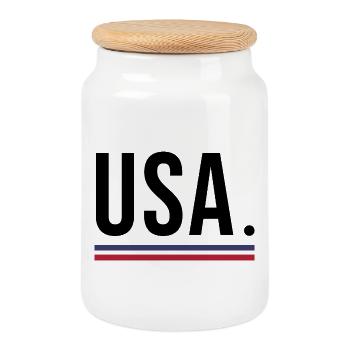 USA – Bold Streetwear Shirt 🇺🇸 - Keksdose mit Holzdeckel - Weiß - Vorne